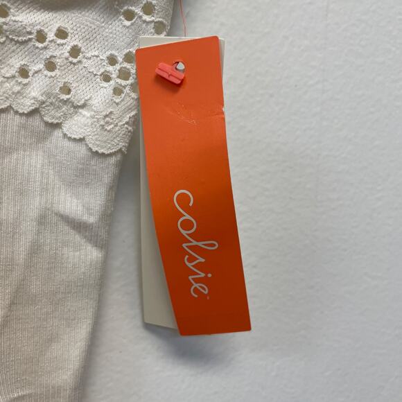 Colsie Womens White Eyelet Detail Soft Stretch Bodysuit Size S - Picture 3 of 6